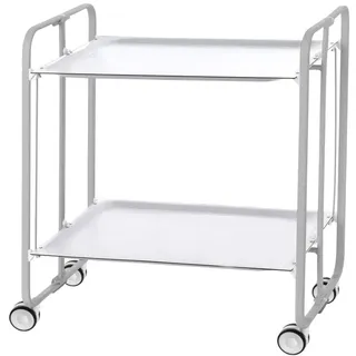 DON HIERRO - Servierwagen, klappbar, 2 Böden, grauem Rahmen. Bauhaus-Weiß