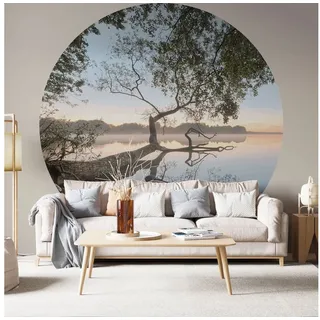 K&L Wall Art Fototapete selbstklebend Vliestapete Blumen Wandbild rund Vintage Natur Wanddeko, floral, bedruckt, selbstklebende Tapete braun 100 m x 100 m
