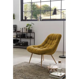 SalesFever Relaxsessel Toulon Samt 76 x 85 x 85,6 cm Gelb mit XXL-Steppung