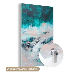 MuchoWow Acrylglasbild Abstrakt - Meer - Blau - Farbe, (1 St), Glasbilder - Bilder auf Glas Wandbild - Foto auf Glas - Wanddekoration bunt 20 cm x 30 cm x 0.5 cm