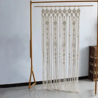 Lsimeru Boho Makramee Vorhang Tür Fenster Makramee Lang Balkontür 85x200 Marokko Gewebt Makramee Fenstervorhang Türvorhang Groß Makramee Wandbehang Gross Hochzeit Vorhang Beige