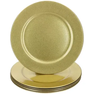 MamboCat Servierplatte 6er Set Platzteller Gold Glitzer 33cm Dekoteller leicht Kunststoff, Kunststoff, Weihnachten goldfarben