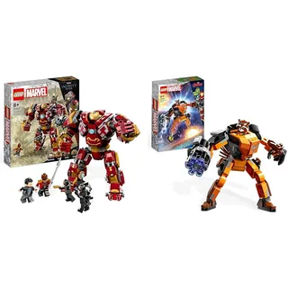 LEGO 76247 Marvel Hulkbuster: Der Kampf von Wakanda, Avengers Infinty War Spielzeug mit Bruce Banner Minifigur, Action-Figur für Kinder ab 8 Jahren & 76243 Marvel Rocket Mech, ab 6 Jahren