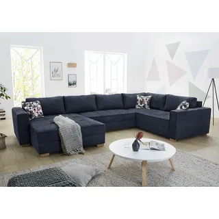 Jockenhöfer GRUPPE Brixen 379x86x94 cm", Microfaser Ottomane beidseitig blau (dunkelblau), (45675536-0)