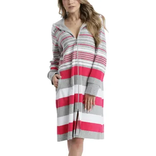 Aquarti Bademantel Gestreift mit Kapuze Pink XXL