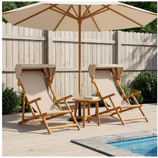 vidaXL Gartenliege Liegestuhl 67,5 x 113 x 103 cm beige 2 St.