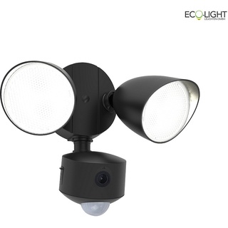 Lutec / Eco-Light LED Kameraleuchte DRACO, 19W, 5000K, 1200lm, IP44, Köpfe beweglich, mit Kamera und Bewegungsmelder, schwarz ECO-7622220012