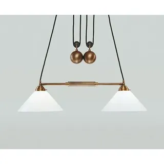 Licht-Erlebnisse XXL Hängelampe Messing Glas in Berliner Messing Wohnzimmer Esstisch 83 cm E27 Jugendstil 2-flammig höhenverstellbar blendarme Pendelleuchte Esszimmer