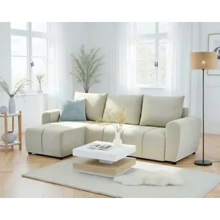 Home affaire Ecksofa Nortrud, 241 cm, L-Form, mit Schlaffunktion u. Bettkasten, Recamiere rechts / links montierbar, Feinstruktur-Bezug beige
