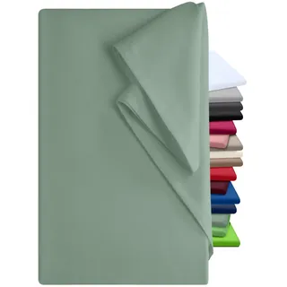 npluseins Bettlaken 180x275cm – Leintuch ohne Gummizug – Tuch ist ideal für Terrasse Reisen Camping und Tischtuch - Wohnmobil Laken - Betttuch ohne Gummizug – 100% Baumwolle, ca. 180 x 275 cm, Salbei