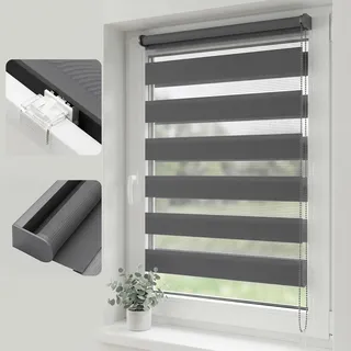 salcar Doppelrollo Duo Rollo Klemmfix 65 x 130 cm grau