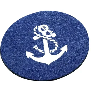 Maritime Getränkeuntersetzer aus Polyester-Filz – 6er-Set Anker, Ø 10 cm