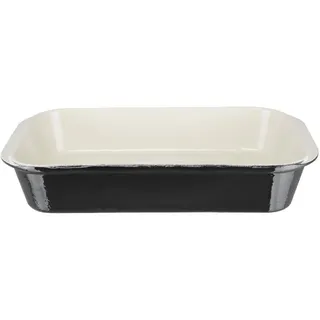 Vogue Großer Bräter aus Gusseisen, 5 Liter, Schwarz und Creme, rechteckiges emailliertes Gusseisen, Größe: 70 (H) x 405 (B) x 250 (T) mm, kompatibel mit Induktion und allen Herdarten, U572