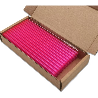 50x Glas Strohhalme - Neon Pink - 20cm Länge - Made in Germany