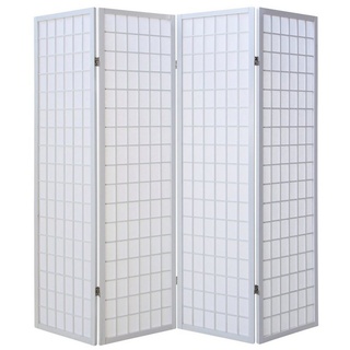 Homestyle4u Paravent Holz Paravent Raumteiler Trennwand Shoji in weiß Spanische Wand Sichts, 4-teilig weiß 176 cm x 175 cm