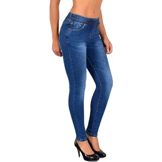 ESRA Skinny Jeans Damen High Waist Stretch Jeans Damen Jeggings Damen Stretch elastischer Gummi-Bund Übergröße Puls Size J291 - 36