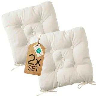 etérea Sitzkissen Mila 42x42 cm 2er Set – Creme Indoor Outdoor Sitzauflage
