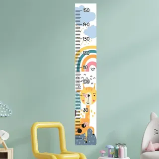 Wandtattoo Messlatte | Aufkleber Giraffe und Regenbogen – Wanddekoration für Kinderzimmer | 1 Bögen 30 x 50 cm
