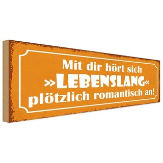vianmo Holzschild Holzbild Wandbild 27x10 cm Mit Dir Lebenslang Romantisch Deutsch Spruch Zitat