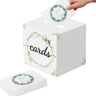 Glamifyr Kartenbox Hochzeit mit 30 Stücke Grußkarten, Briefbox Hochzeit Kartenbox Geldbox Hochzeit für Geldgeschenke, Sparschwein Hochzeit Partydeko Geschenkkartenbox Geld Box Briefbox Postbox Weiß