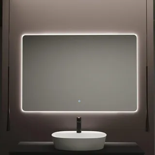Baikal Rechteckiger Badezimmerspiegel | 120 x 80 cm | Hintergrundbeleuchtung | Touch mit Anti-Beschlag | Farbtöne 3500 K/4000 K/6000 K | Spiegel mit Licht | Spiegel mit LED