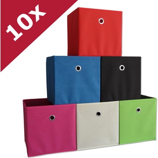VCM, Aufbewahrungsbox, 10er Set Stoff Faltbox Klappbox Boxas (28 x 27 x 27 cm)