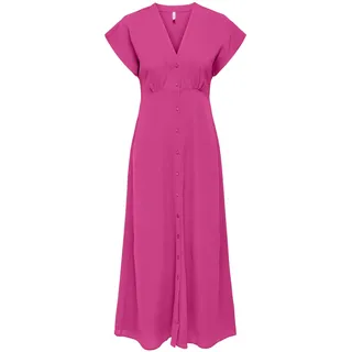 ONLY Damen Maxi Viskose Kleid mit Knopfleiste Onlnova Life Mollie Long 15317841 Raspberry Rose XS - XS