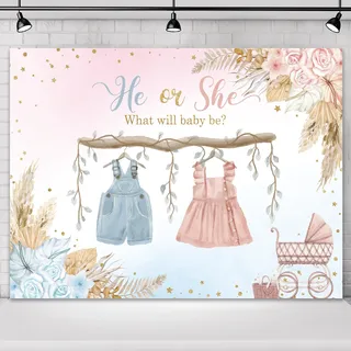 Omifly Gender Reveal Hintergrund für Fotografie, Babyparty, er oder sie, rosa / blau, Aquarell, niedlich, goldene Punkte, Party-Dekorationen, Kuchen, Tischbanner, Dekoration, Fotoautomaten,