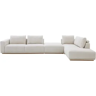 Musterring Wohnlandschaft MUSTERRING, nature, B:395cm H:78cm T:202cm, 100% Polyester, Sofas, Wohnlandschaft, Anreihsofa mit Armlehne links, Eckteil rechts mit Kissen & Hocker