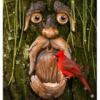 Baumgesicht, Baumgesichter Dekor Outdoor, Baumkunst, Baumschmuck Outdoor, Baumumarmung, einzigartige Vogelfutterspender für draußen und drinnen - Old Man Tree Art