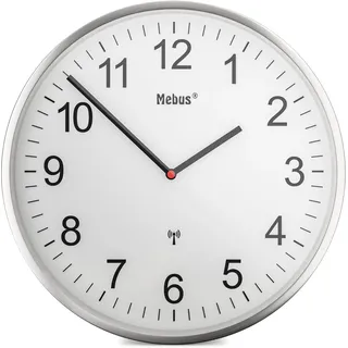 MEBUS Funk Wanduhr 30 cm 19411 silber
