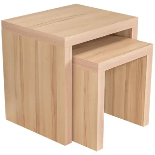 levandeo 2 Satztisch Braun Kernbuche 44 x 36 x 44 cm