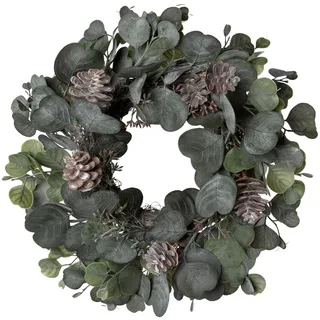 CREATIV green künstlicher Eukalyptus-Mixkranz mit Tannenzapfen 35cm I Weihnachtskranz mit künstlichen Tannenzweigen & Eukalyptus I künstlicher Weihnachtskranz I Adventskranz künstlich I Türschmuck