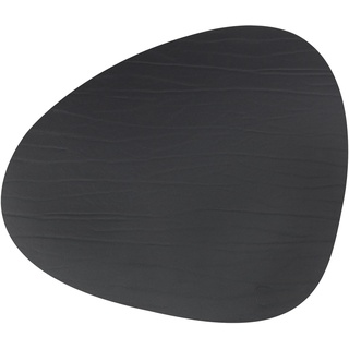 LindDNA Tischset Curve aus recyceltem Buffalo Leder in der Farbe Black mit Einer Größe von 37x44cm, 98890