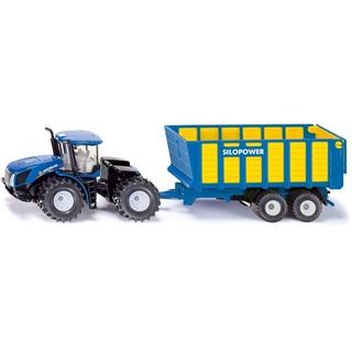 Siku Spielzeug-Traktor SIKU Farmer, New Holland T mit Silagewagen (1947) blau|gelb