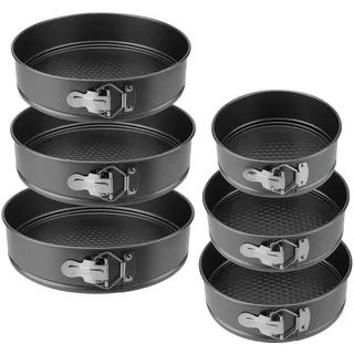 NAMYEUT 6 Stück Springform Rund Set, 18cm 20cm 22cm 24cm 26cm 28cm Kuchenform Rund, Springforme mit Hebeboden, Antihaft Backform Springformen für Kuchen
