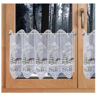 SeGaTeX home fashion Weihnachts-Scheibengardine Kleiner Schneemann Wintergardine Plauener Stickerei HxB 40 x 96 cm