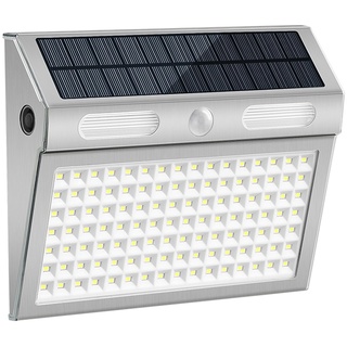 COLBOR Solarlampen für Außen mit Bewegungsmelder, 112 LED Solar Strahler Außen mit 4 Modi IP65 Wasserdicht 2200mAh Solar Wandleuchte Aussen aus Edelstahl, Solarlampen-Außen-LED-Leuchte-Solar
