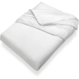 SETEX Kalmuck Spannbetttuch, 160 x 200 cm großer Matratzenschoner, 100 % Baumwolle, Classic, Weiß