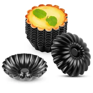 mongtsamz Tartlettförmchen Zwölferpack,Tarteform Chrysanthemenmuster,Tartelette Förmchen Verdickt,Tarteform Klein Geeignet für die Verwendung in Backöfen, Heißluftfritteusen und zum Backen