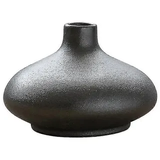 1 Stück Keramikvase, Kunsthandwerk, Dekoration, Chinesische Zen-keramikvase, Ornament (rund, Schwarz)
