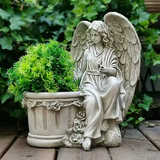 Engel Blumentopf Garten Gedenk Pflanzer Römische Säule Figur Poly Resin Vase Outdoor Dekoration,Engel A
