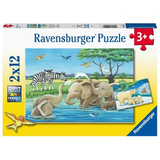 Ravensburger Kinderpuzzle - 05095 Tierkinder aus aller Welt - Puzzle für Kinder ab 3 Jahren mit 2x12 Teilen