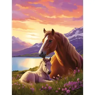 Diamond Painting, Diamond Painting Erwachsene Kinder, Diamond Painting Set, Diamant Painting Bilder, Diamond Painting Groß, Diamond Painting Vollbild, Diamond Painting Strass Home Horse 40x50cm