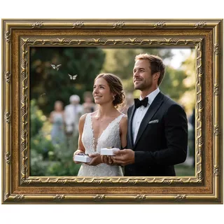 FOLKOR Retro Bilderrahmen A4 (21x29,7cm) für Galerie Wanddekoration, Vintage Fotorahmen mit Ständer für Wohnzimmer Schlafzimmer, Rococo Dekorrahmen für Hochzeits- und Reiseporträts