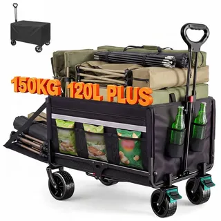 HOMECALL Bollerwagen Faltbar 120L+ schwarz