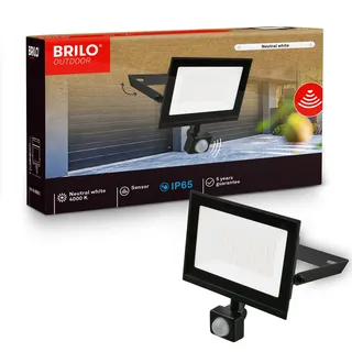Briloner LED Strahler außen mit Bewegungsmelder Kunststoff/Metall 17,5x21x4 cm 50W 4500lm Schwarz