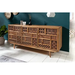 riess-ambiente Sideboard MARRAKESCH 160cm natur / schwarz (Einzelartikel, 1 St), Wohnzimmer · Massivholz · Mango · Kommode · Boho Stil braun
