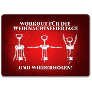 speecheese Fußmatte Weihnachtsfeiertage Wein Workout mit Korkenzieher Fußmatte in 35x50 35 cm
