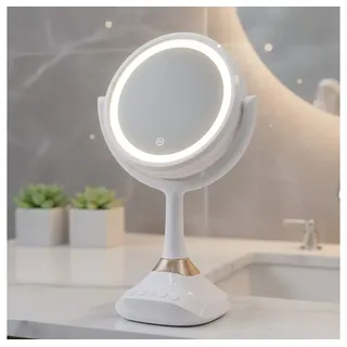 MuCoLa - Kosmetikspiegel 1- Und 5-fach Vergrößerung Led Beleuchtung Bluetoothlautsprecher Rasierspiegel Spiegel Badezimmer Tischspiegel Beleuchtet Schminkspiegel Handy
